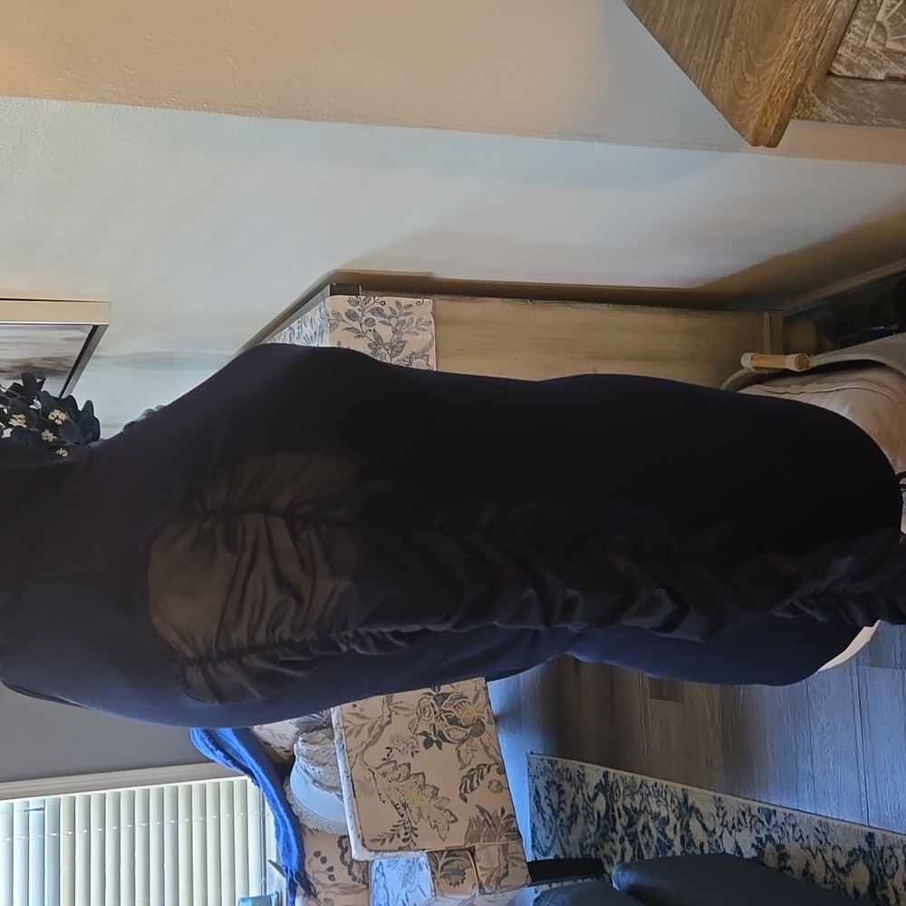 VENUS Navy Long Sleeve Top with Ruched Detailed Sleeves Mock Neck - Picture 7 of 12